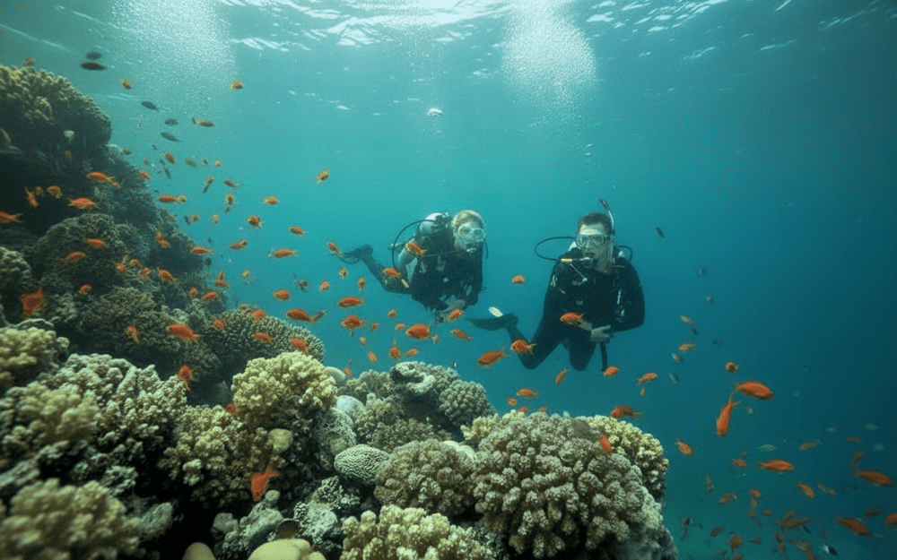 H&ograve;n Bảy Cạnh nổi bật với những rạn san h&ocirc; rực rỡ v&agrave; sinh vật biển phong ph&uacute;